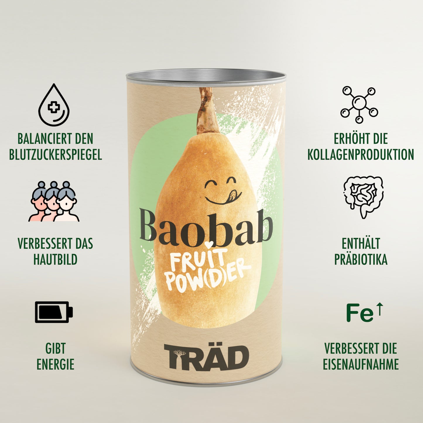 TRÄD: Bio Baobab Pulver - 510g (3er-Pack)